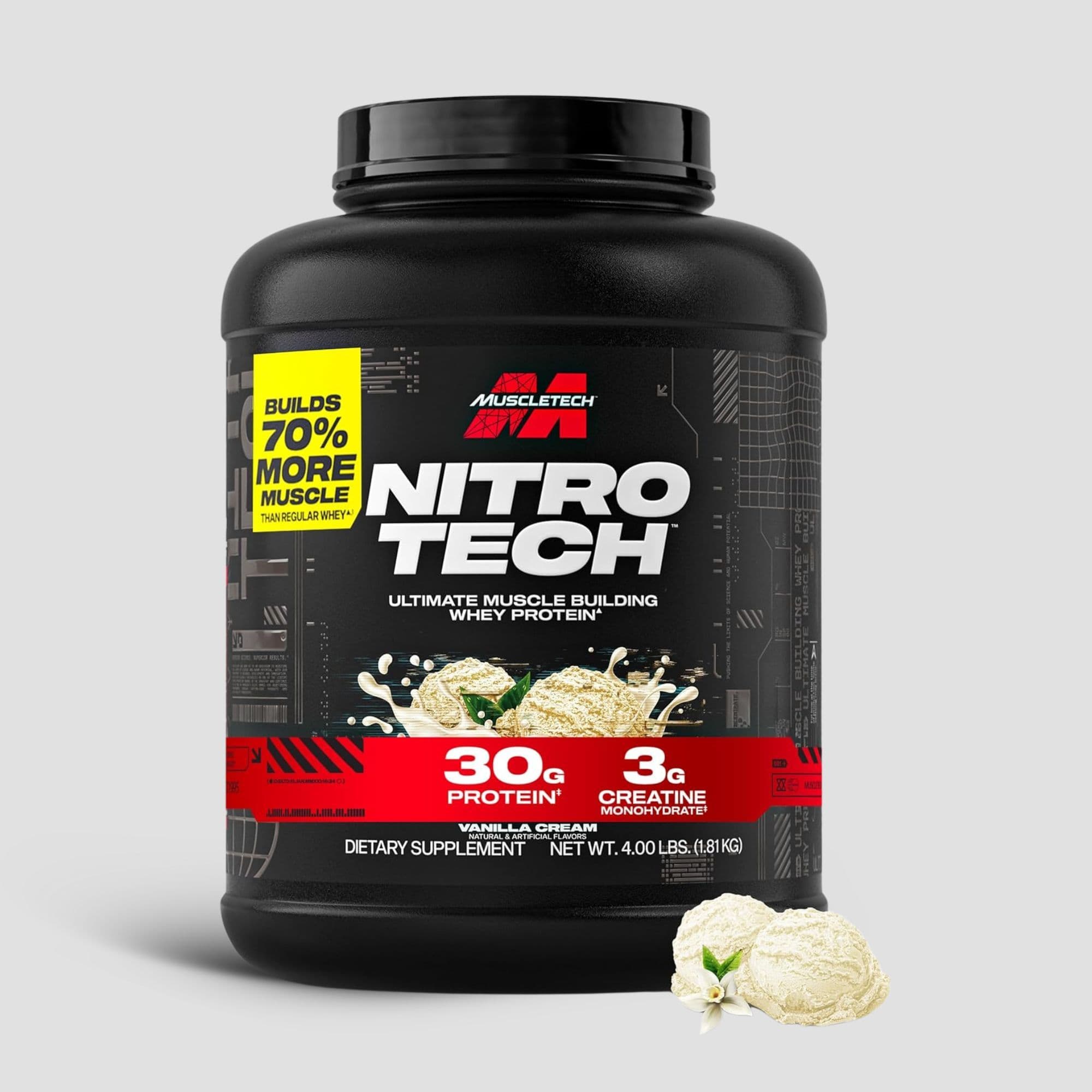 Muscletech Nitrotech Protein, Vanilla Cream, 4 Lbs