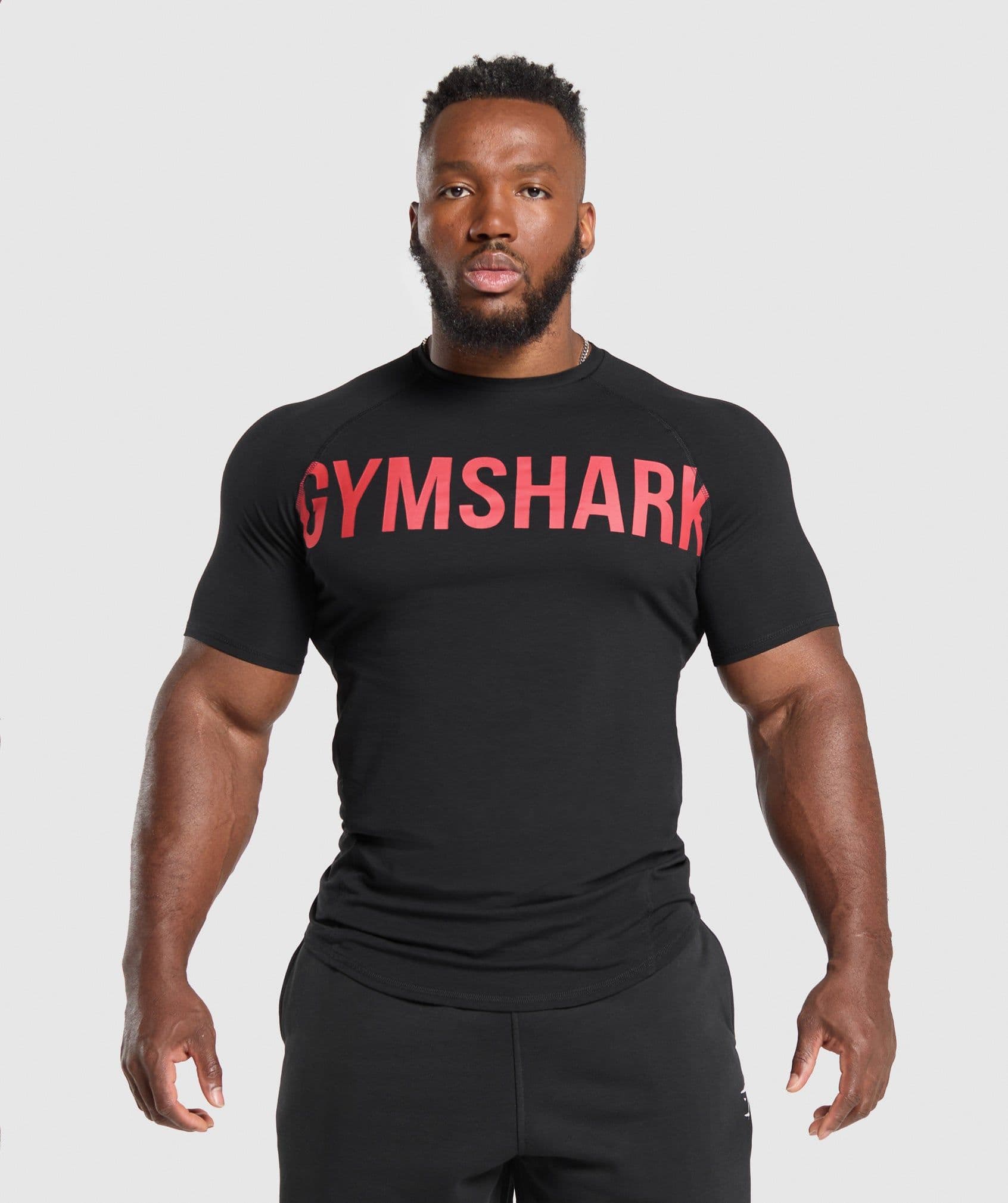 Gymshark Prime T-Shirt - Black/Vivid Red