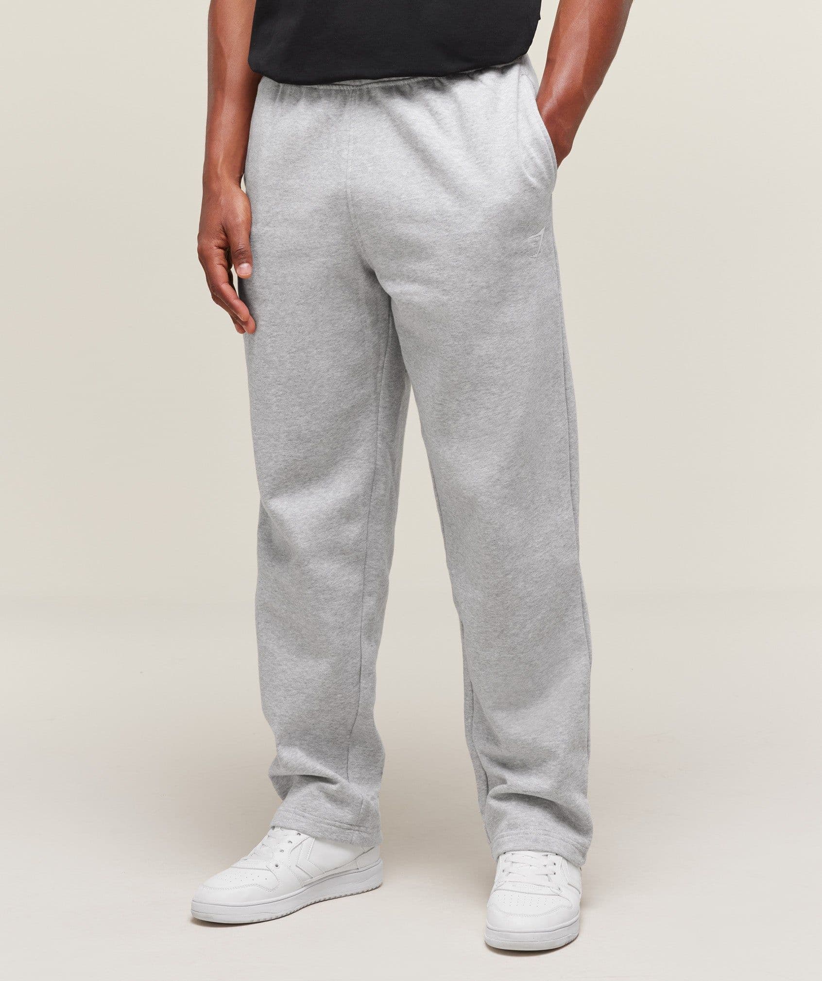 Gymshark Crest Straight Leg Joggers - Light Grey Marl