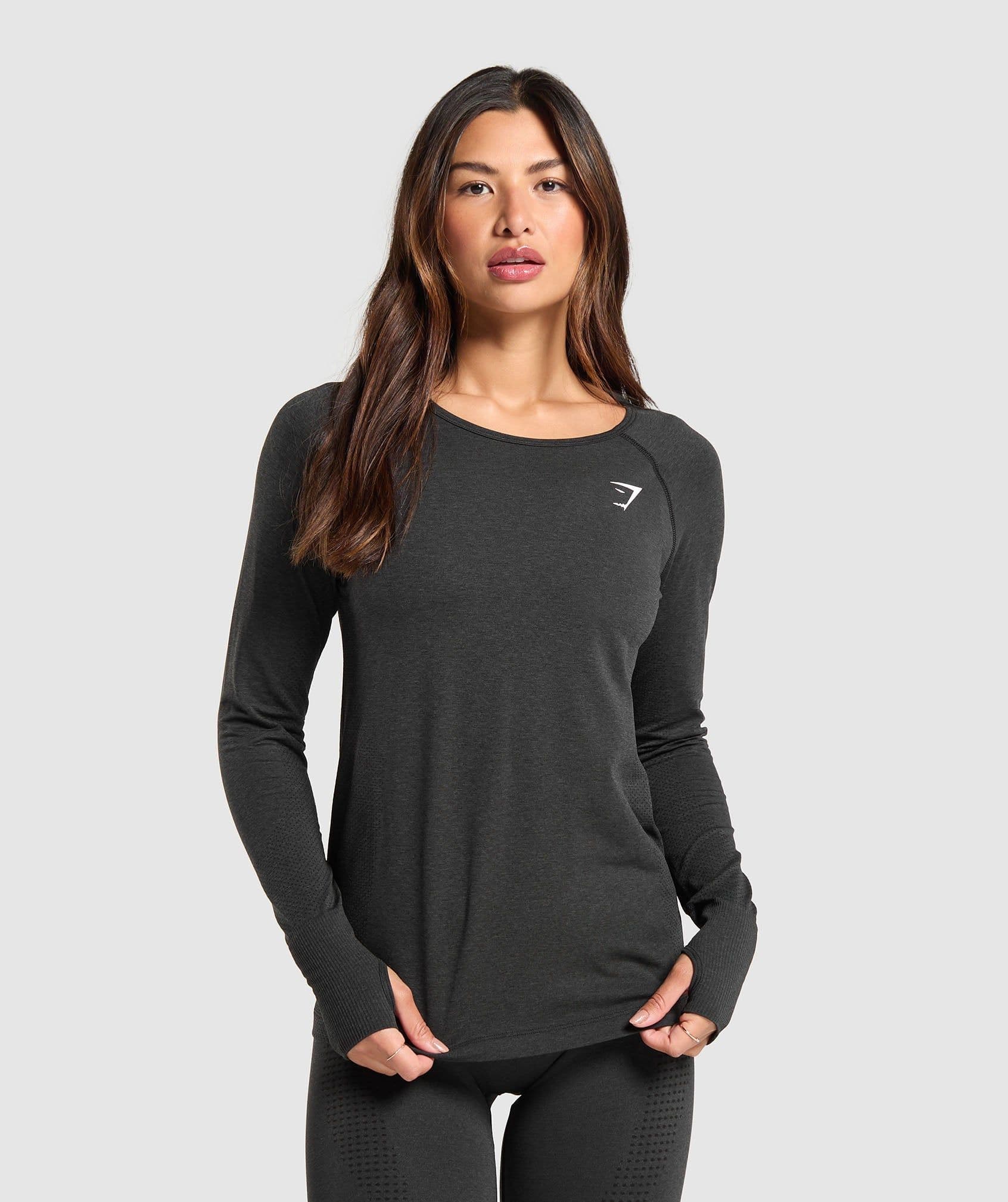 Gymshark Vital Light Long Sleeve Top - Black Marl